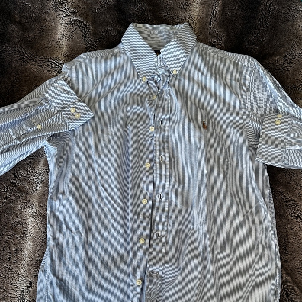 Ralph Lauren Blue Striped Button Down Shirt